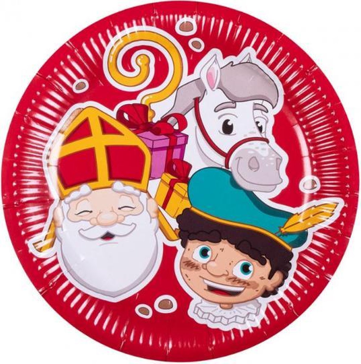 feestbordjes Sinterklaas 23 cm karton rood 6 stuks