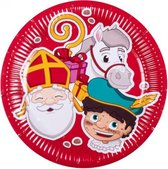 feestbordjes Sinterklaas 23 cm karton rood 6 stuks