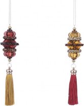 ornament Hangkwast 17 cm rood/goud 2 stuks