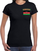 Kenya t-shirt met vlag zwart op borst voor dames - Kenia landen shirt - supporter kleding L