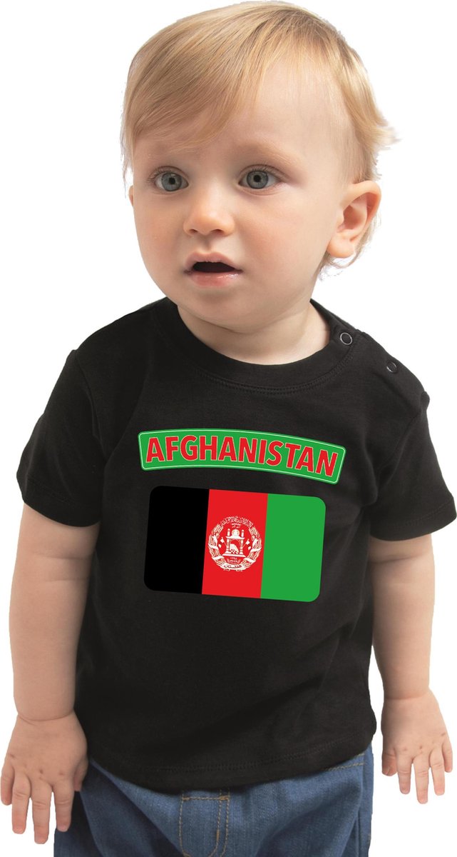 Afghanistan baby shirt met vlag zwart jongens en meisjes - Kraamcadeau - Babykleding - Afghanistan landen t-shirt 80