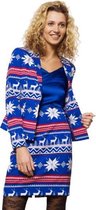 verkleedpak Miss Rudolph dames polyester blauw maat 44