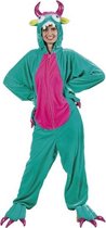 tienerkostuum monster-onesie pluche groen/roze