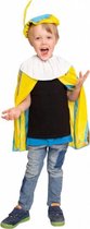 pietencape en muts junior polyester geel/blauw one-size