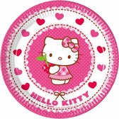 feestborden 20 cm papier roze/wit 8 stuks