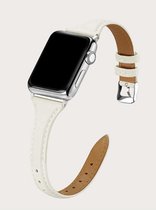 Wit Dun Lederen Apple Watch bandje - Wit PU-Leer - 42/44 mm - Series 1 2 3 4 5 6 SE - Geschikt voor Apple Watch