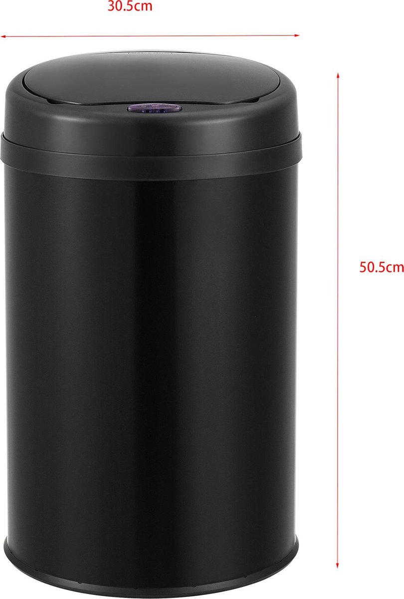 Prullenbak met sensor 50,5xØ30,5 cm 30 liter zwart | bol.com