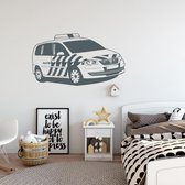 Muursticker Politie Auto -  Donkergrijs -  120 x 68 cm  -  baby en kinderkamer - Muursticker4Sale