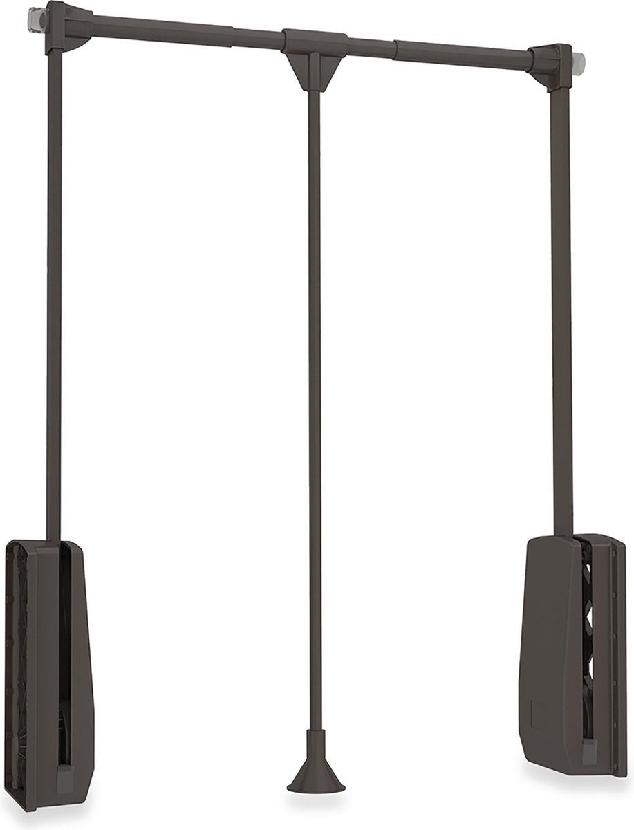 Emuca opvouwbare garderobestang – Hangrek – Voor garderobekasten – Verstelbaar – 600-830 mm – Tot 12 kg – Staal - Mokka