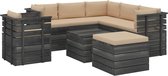 Medina 8-delige Loungeset met kussens pallet massief grenenhout