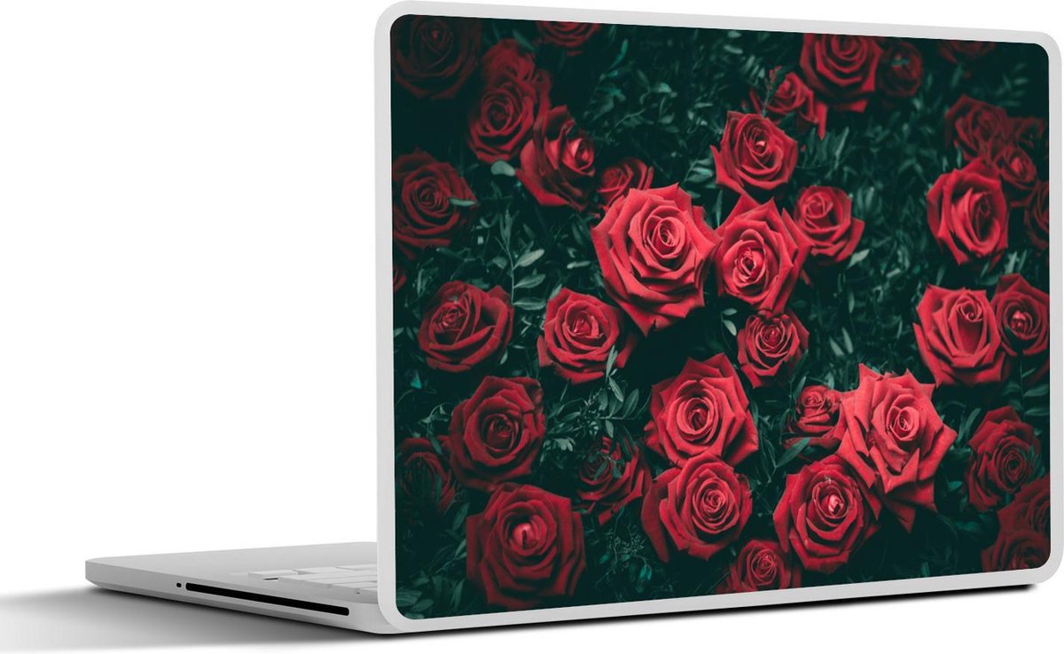 Laptop sticker - 10.1 inch - Rozen - Bloemen - Rood - 25x18cm - Laptopstickers - Laptop skin - Cover