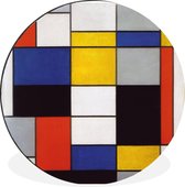 WallCircle - Cercle Mural - Cercle Mural - Composition A - Piet Mondrian - Aluminium - Dibond - 120x120 cm - Intérieur et Extérieur XXL