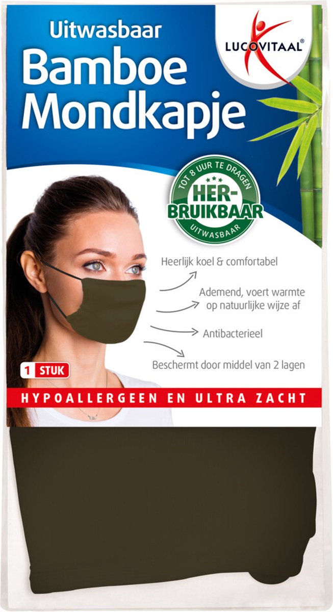 Lucovitaal Bamboe Mondkapje Groen 1ST