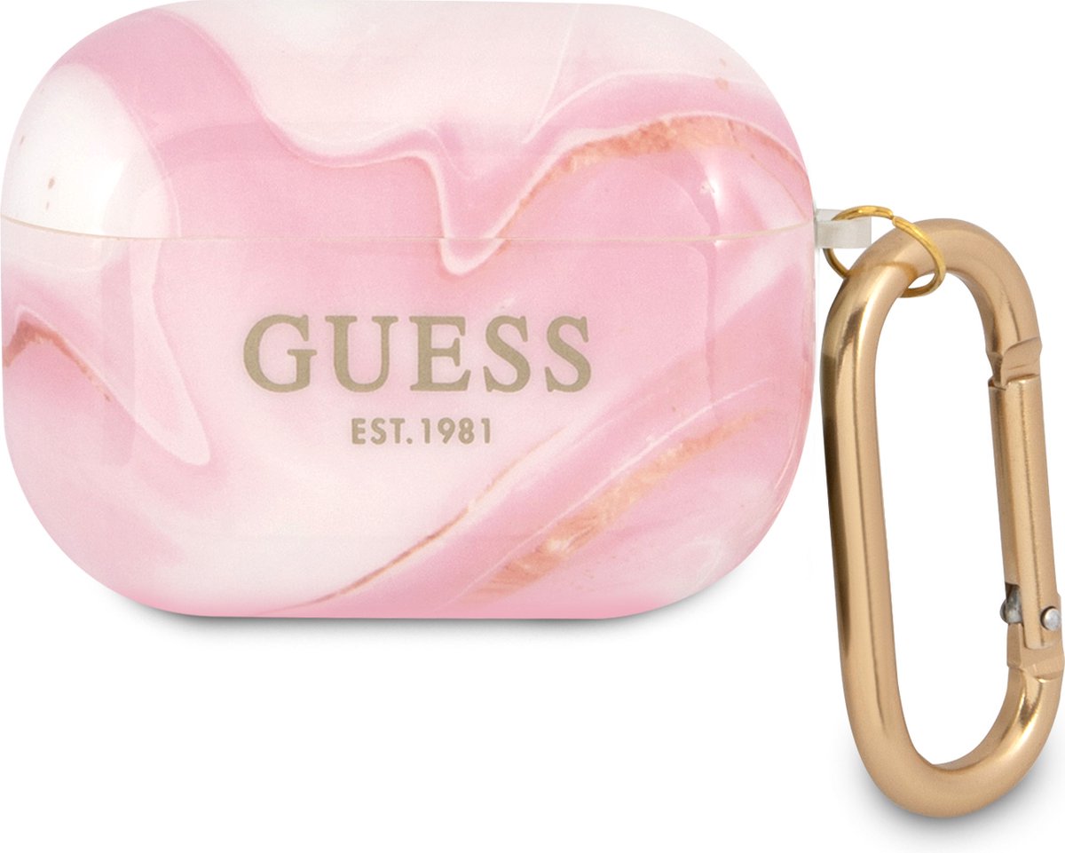 Guess Shiny Marmer AirPods Pro Case Roze