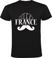 France Heren t-shirt |frankrijk | parijs | croissant | Zwart