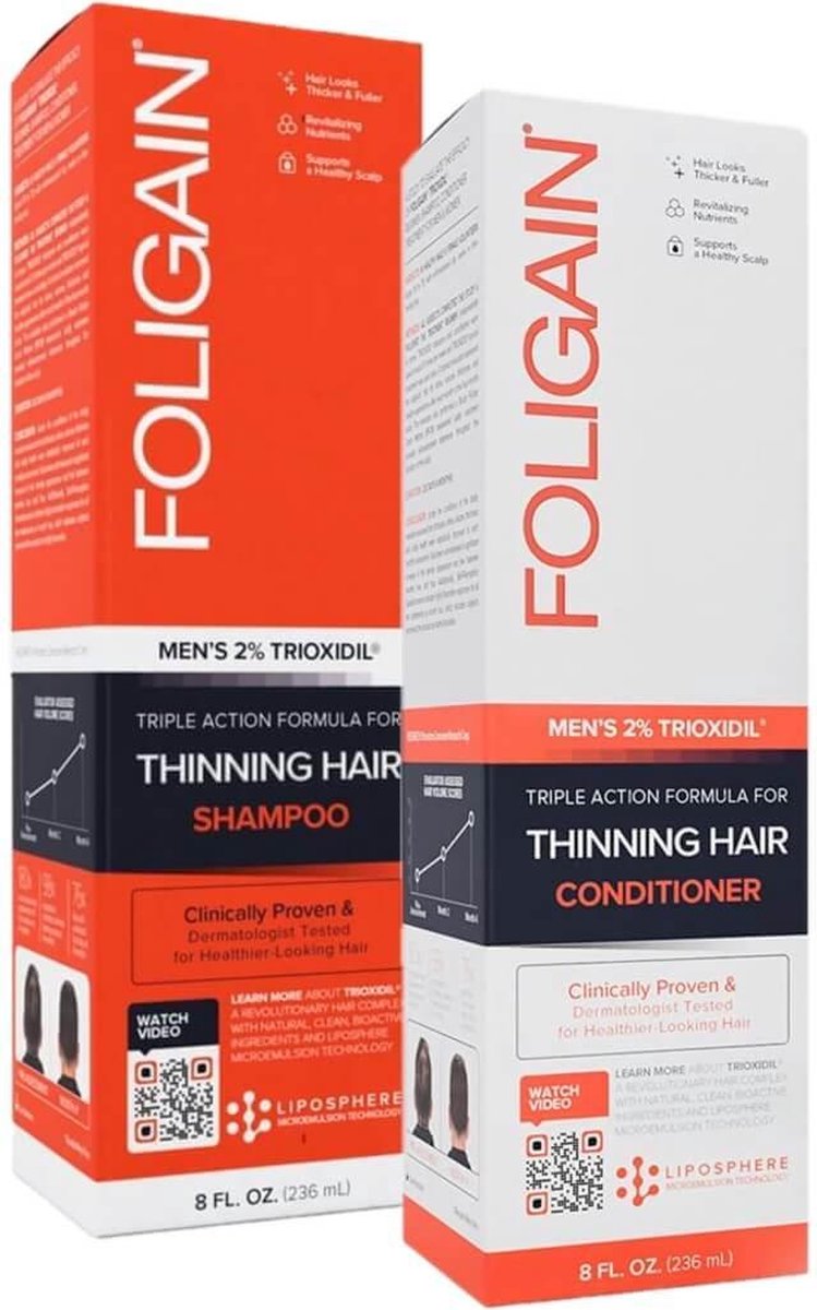 FOLIGAIN – Anti-Haaruitval Shampoo en Conditioner voor Mannen – 2x 236 ml