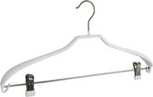 De Kledinghanger Gigant - 25 x Mantel / kostuumhanger metaal met anti-slip knijpers, schouderverbreding en witte anti-slip coating, 46 cm