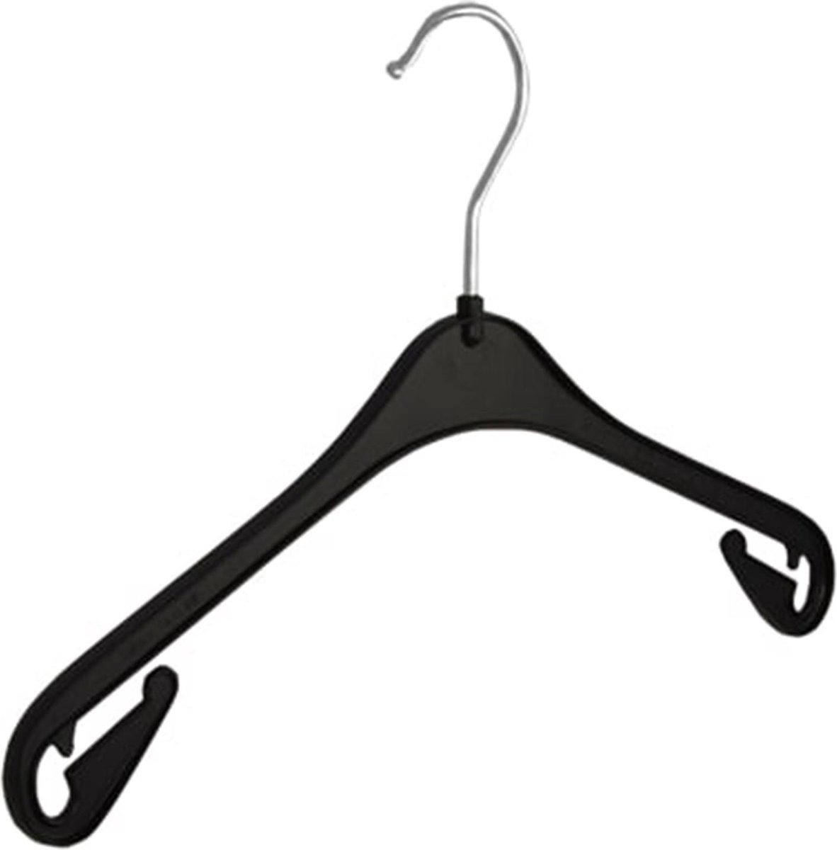 De Kledinghanger Gigant - 20 x Blousehanger / shirthanger / kinderhanger (NA33) kunststof zwart met rokinkepingen, 33 cm