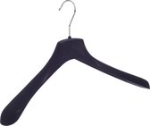 De Kledinghanger Gigant - 5 x Mantel / kostuumhanger kunststof velours zwart met schouderverbreding, 48 cm