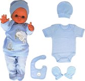 kraamcadeau jongen - Newborn Baby Summer Clothing 100% Natural Cotton Jacquard First Equipment Gift Set First Equipment Equipment Gift Set 6 Pieces for Babies 0-4 Months (Blue) (WK