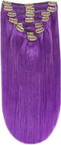 Remy Human Hair extensions Double Weft straight 16 - purple#
