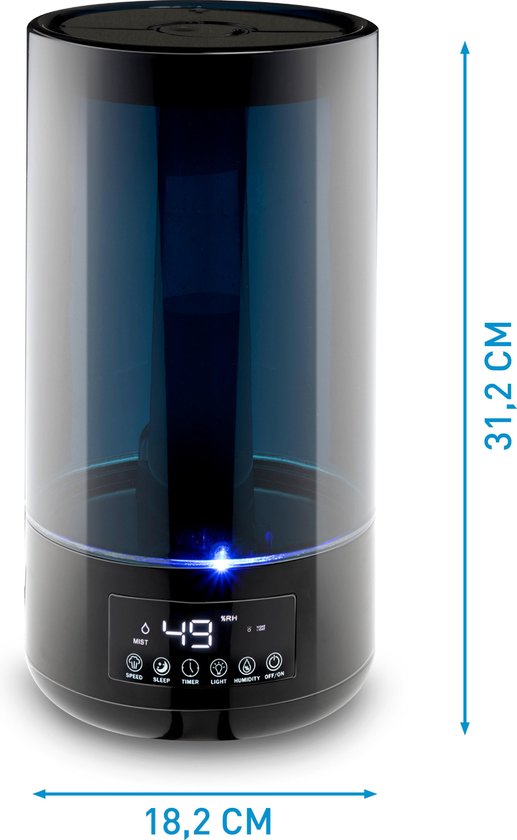Grundig Luchtbevochtiger - Aroma Diffuser - Humidifier met Hygrometer - Inhoud 4,3L - Zwart