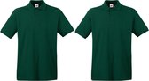 2-Pack maat 3XL grote maat donkergroen polo shirt premium van katoen voor heren 3XL - Polo t-shirts voor heren