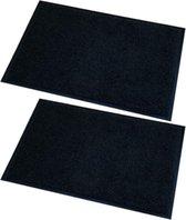 2x stuks deurmatten/droogloopmatten Memphis zwart 60 x 80 cm - Schoonloopmat - Inloopmat