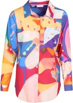Cassis - Female - Katoenen blouse met abstracte print  - Multicolor