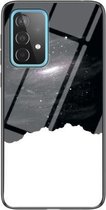 Voor Samsung Galaxy A52 5G/4G Sterrenhemel Geschilderd Gehard Glas TPU Schokbestendig Beschermhoes (Kosmische Sterrenhemel)
