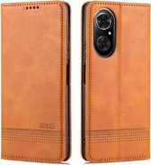 Voor Honor 50 SE AZNS Magnetische Kalf Textuur Horizontale Flip Leather Case met Kaartsleuven & Houder & Portemonnee (Lichtbruin)