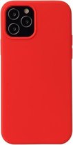 Effen kleur vloeibare siliconen schokbestendige beschermhoes voor iPhone 13 mini (rood)