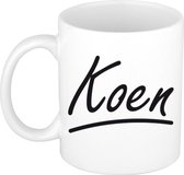 Koen naam cadeau mok / beker met sierlijke letters - Cadeau collega/ vaderdag/ verjaardag of persoonlijke voornaam mok werknemers