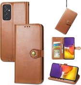 Voor Samsung Galaxy A82 5G Effen Kleur Lederen Gesp Telefoon Case met Lanyard & Fotolijst & Kaartsleuf & Portemonnee & Stand Functie (Bruin)