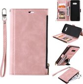 Voor Samsung Galaxy S10e Side Zipper Back Card Horizontale Flip PU Leather Case met Kaartsleuven & Portemonnee & Fotolijst & Lanyard (Roze)