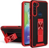 Voor Motorola Moto G8 Power Dual-color Skin Feel TPU + PC Magnetische schokbestendige hoes met onzichtbare houder (rood)