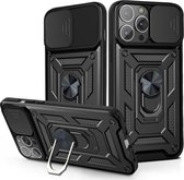 Sliding Camera Cover Design TPU + pc-beschermhoes voor iPhone 13 mini (zwart)