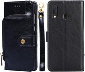 Voor Samsung Galaxy A20e Ritstas PU + TPU Horizontale Flip Lederen Case met Houder & Kaartsleuf & Portemonnee & Lanyard (Zwart)