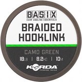 Korda Basix Braided Hooklink - Onderlijnmateriaal - 18lb - 10m - Groen