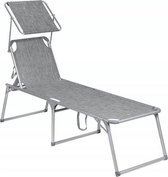 MIRA Home - Ligbed - Ligstoel – Inklapbaar – Zomer - Stof – Grijs - 200x65x48