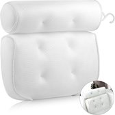 Nekkussen Bad - Zinaps Bath Pillow Bath Kussen Comfort Badkussen met 6 Zuignaps Badkussen Halskussen Ergonomische Home Spa Hoofdsteun voor Badkuip, Whirlpool 40 x 35 x 8 cm Wit (WK 02132)