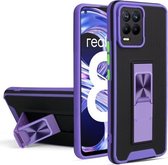 Voor OPPO Realme 8/8 Pro Dual-color Skin Feel TPU + PC Magnetische schokbestendige hoes met onzichtbare houder (paars)