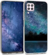 kwmobile telefoonhoesje voor Huawei P40 Lite - Hoesje voor smartphone in blauw / zwart - Melkweg met Meer en Bos design