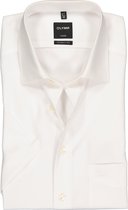 OLYMP Luxor modern fit overhemd - korte mouw - beige - creme - Strijkvrij - Boordmaat: 45