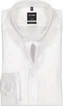 OLYMP Luxor modern fit overhemd - wit met button-down kraag - Strijkvrij - Boordmaat: 38