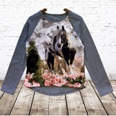 Shirt met paard grijs -s&C-86/92-Longsleeves meisjes