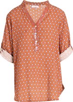 Cassis - Female - Blouse in viscose met geometrische print en glinsters  - Caramel