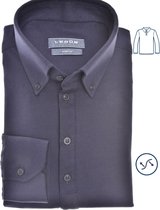 Ledub slim fit overhemd - tricot weving - donkerblauw - Strijkvriendelijk - Boordmaat: 38