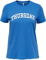 ONLY Weekday Life Reg S/S College Box BLAUW XL