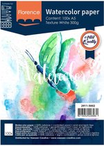 Aquarelpapier - Intens White - A5 - 300 grams - Lichte Structuur - Texture - Florence - 100 vellen